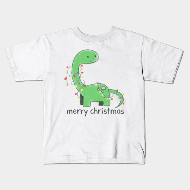 Cute Christmas dinosaur Kids T-Shirt by Mayarart